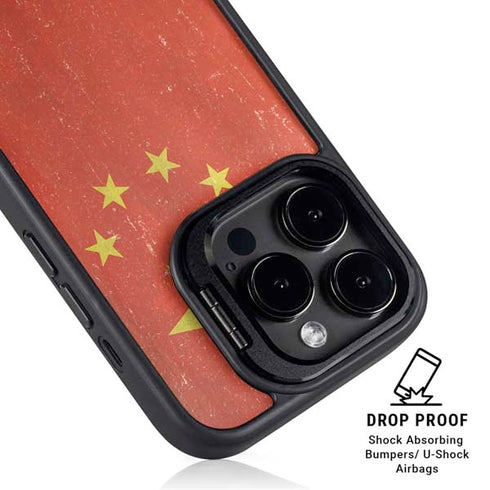 Chinese Flag Distressed iPhone 15 Pro Kickstand Case